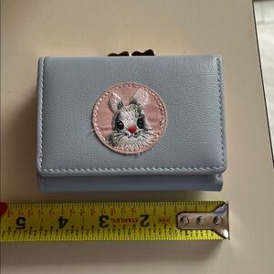 Cute Blue Wallet with Bunny Patch